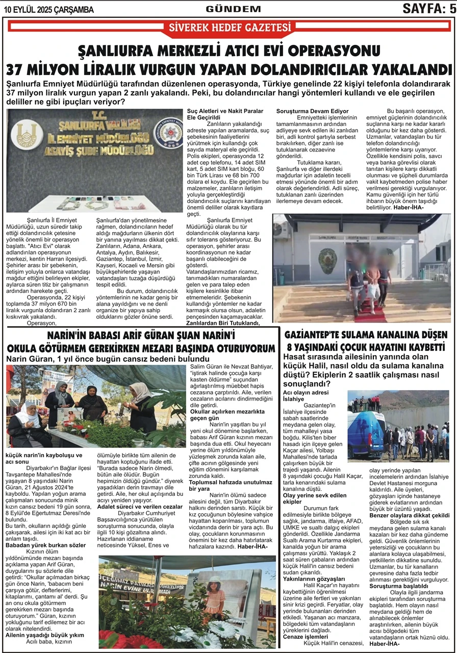 10.09.2025 Tarihli Gazetemiz
