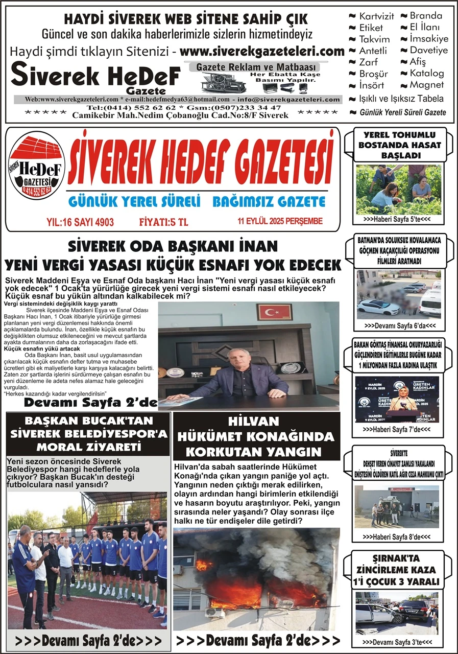 11.09.2025 Tarihli Gazetemiz