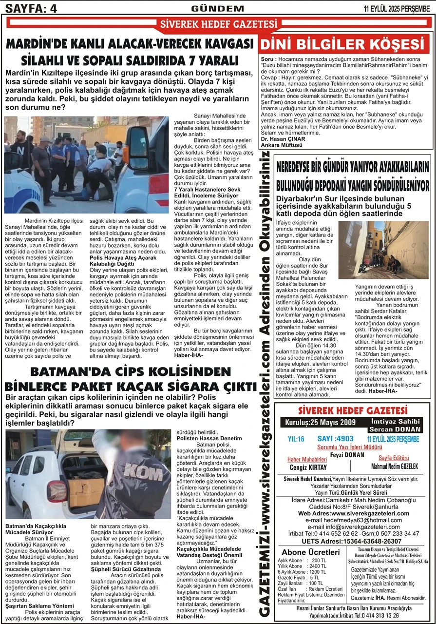 11.09.2025 Tarihli Gazetemiz