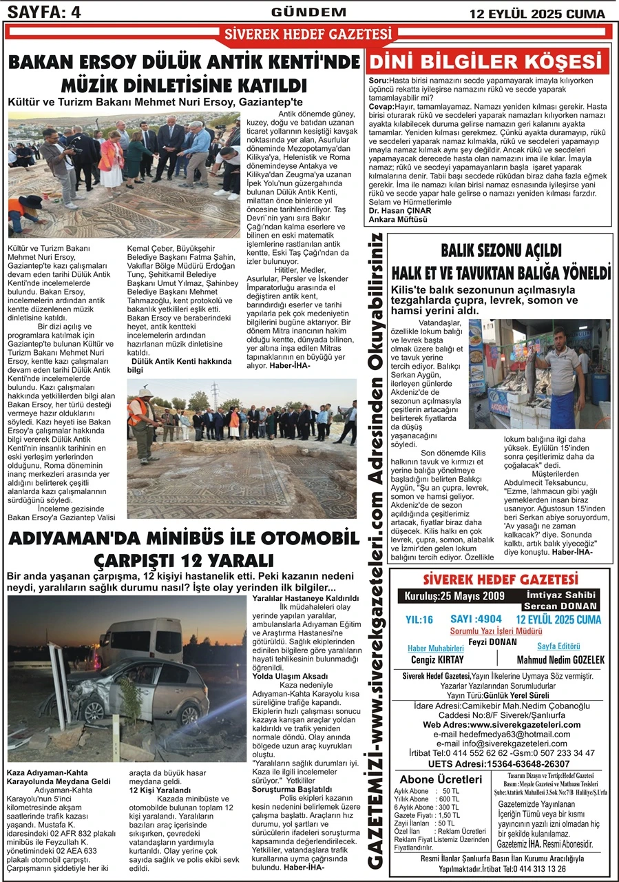 12.09.2025 Tarihli Gazetemiz