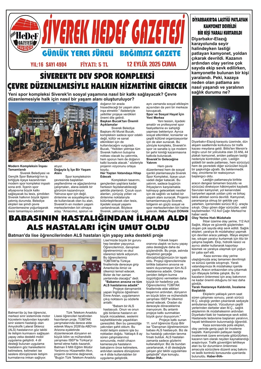 12.09.2025 Tarihli Gazetemiz