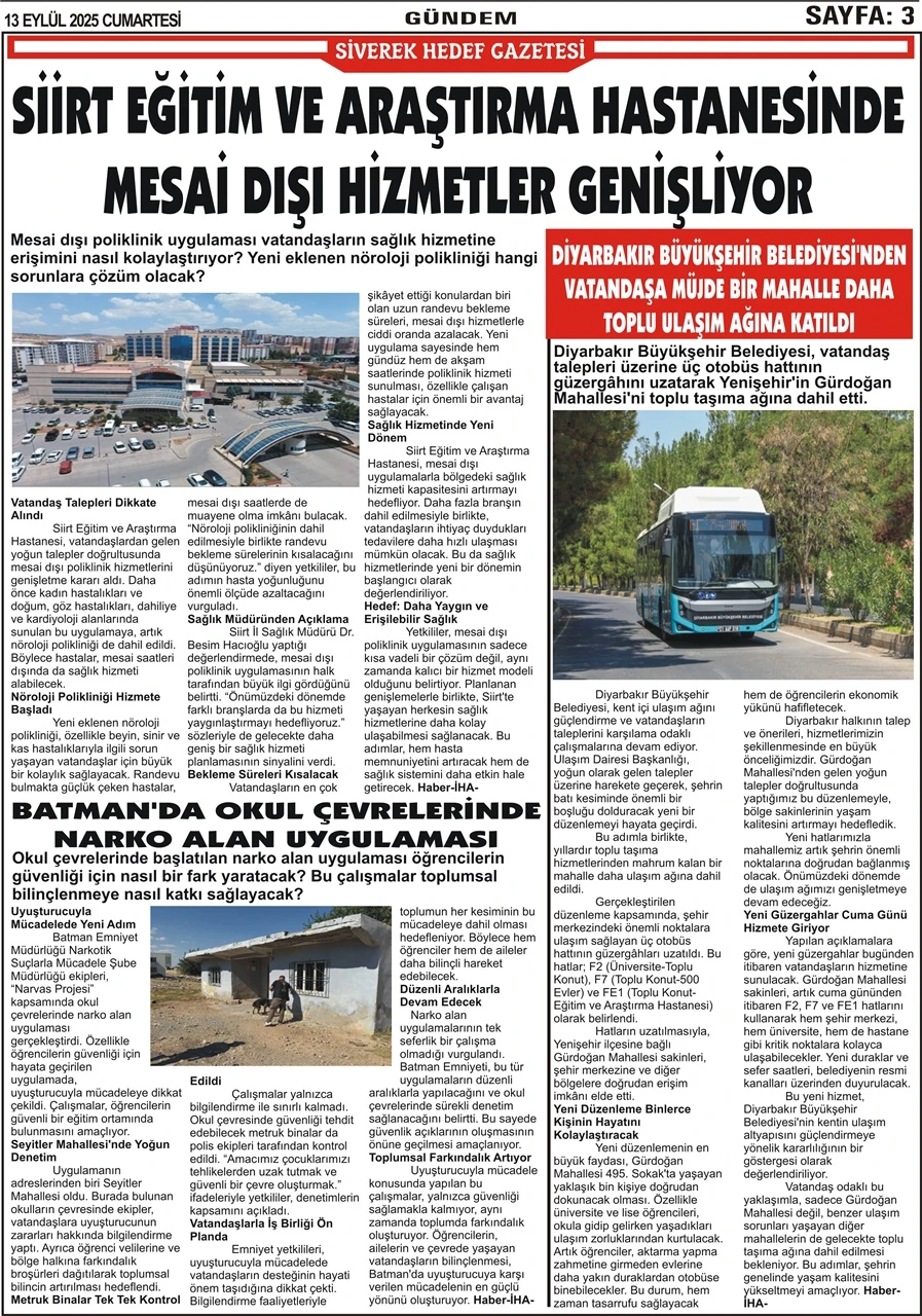 13.09.2025 Tarihli Gazetemiz