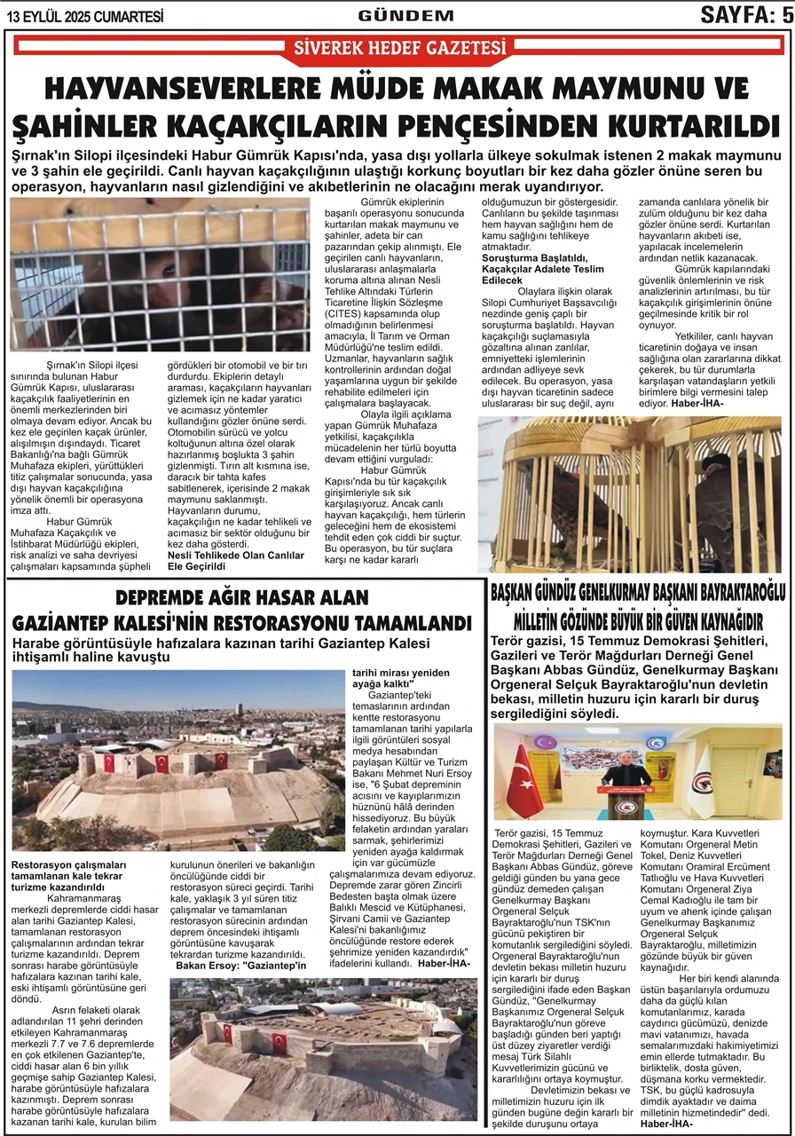 13.09.2025 Tarihli Gazetemiz