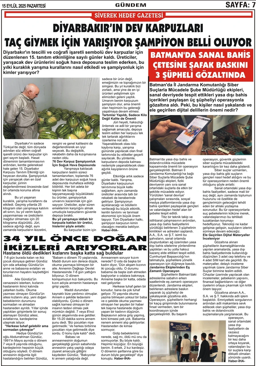 15.09.2025 Tarihli Gazetemiz