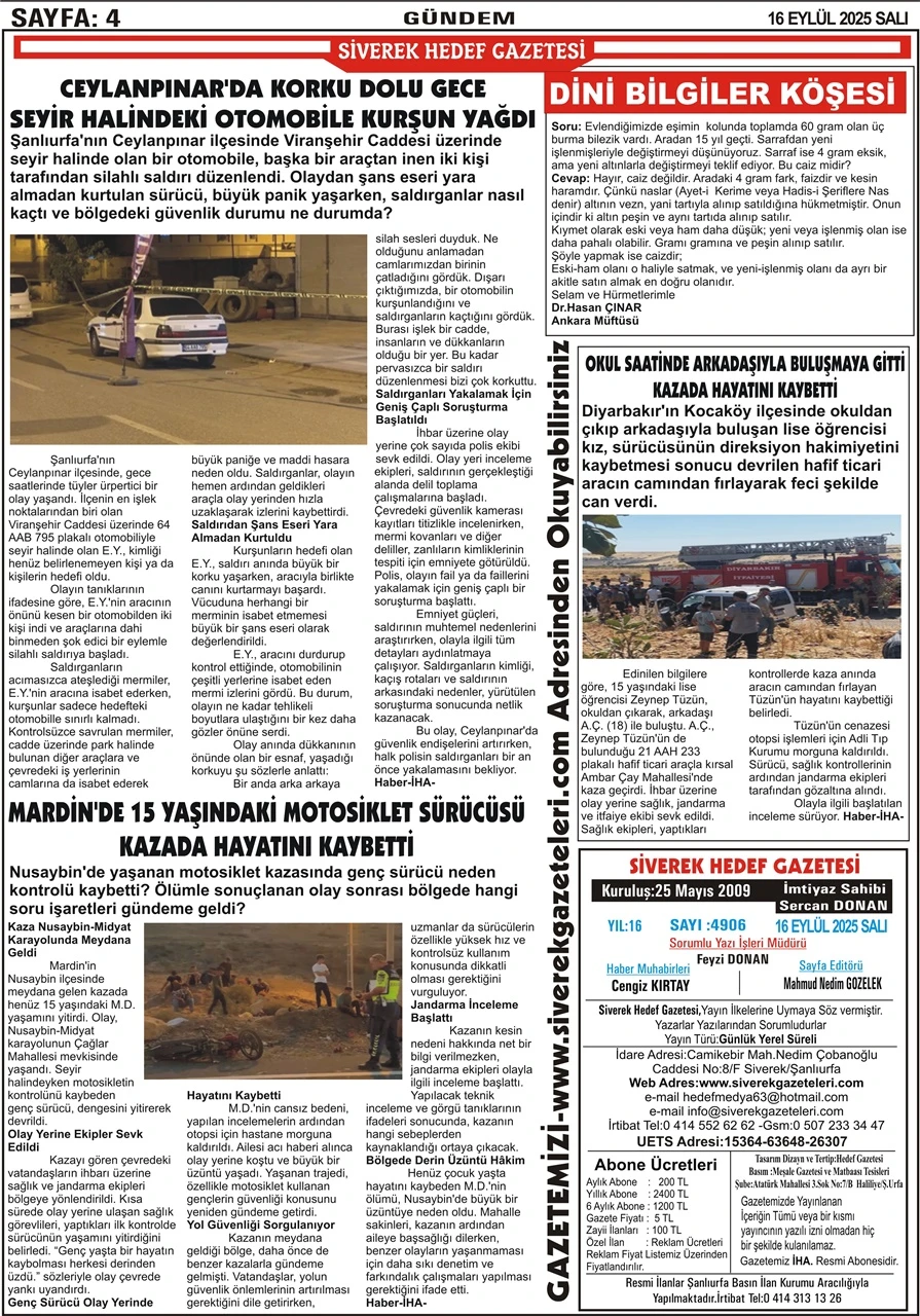 16.09.2025 Tarihli Gazetemiz