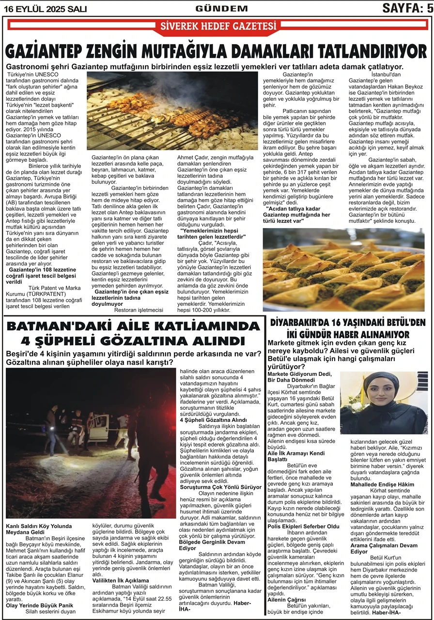 16.09.2025 Tarihli Gazetemiz
