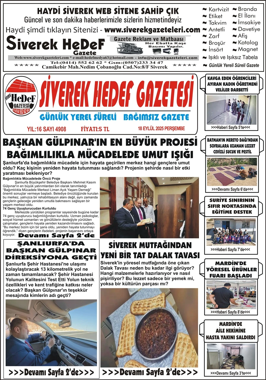 18.09.2025 Tarihli Gazetemiz