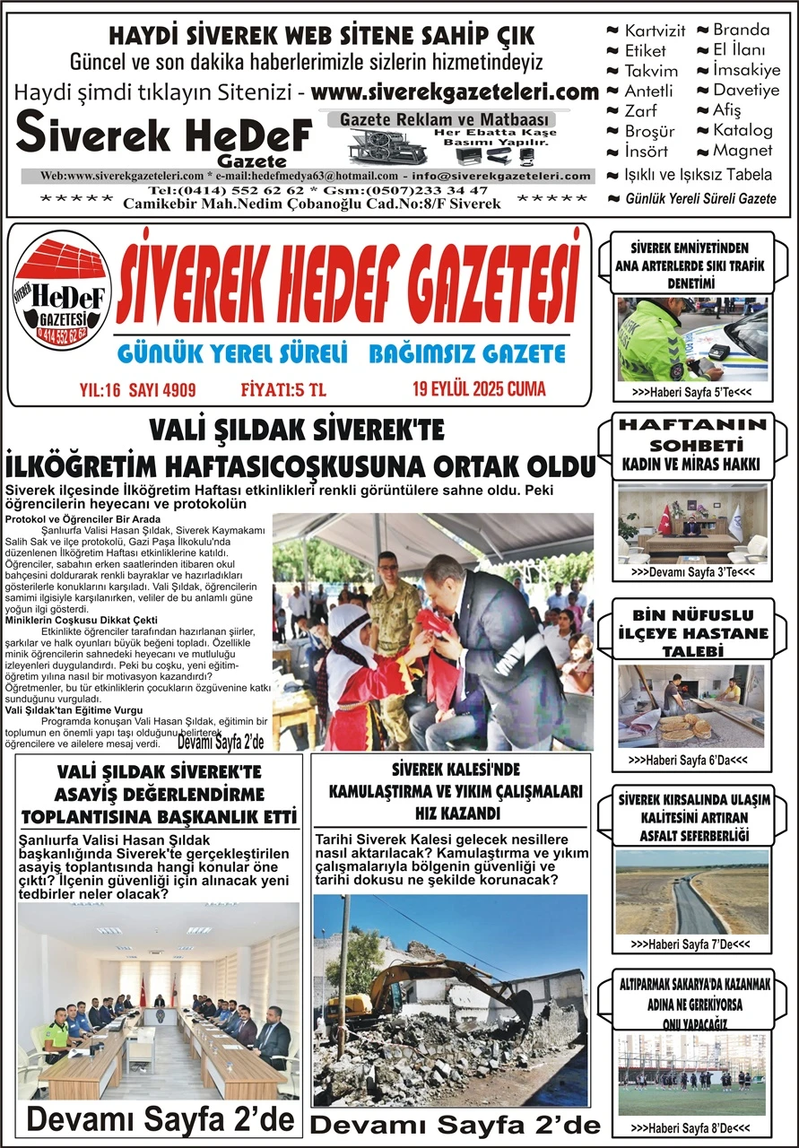 19.09.2025 Tarihli Gazetemiz