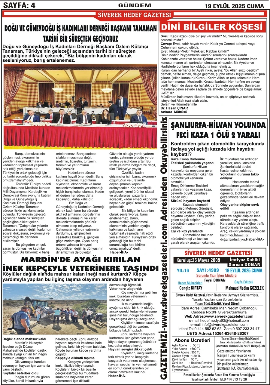 19.09.2025 Tarihli Gazetemiz