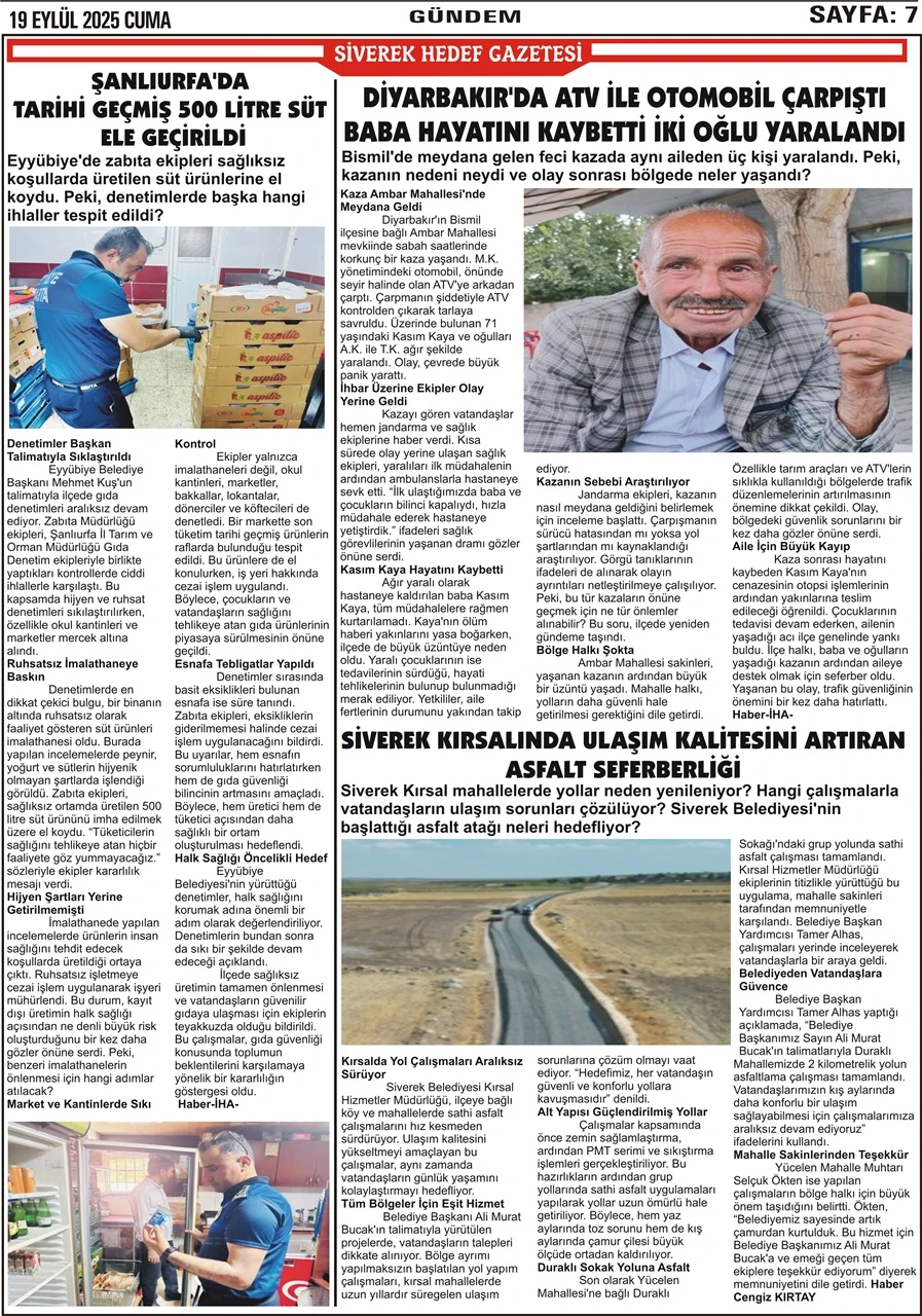19.09.2025 Tarihli Gazetemiz