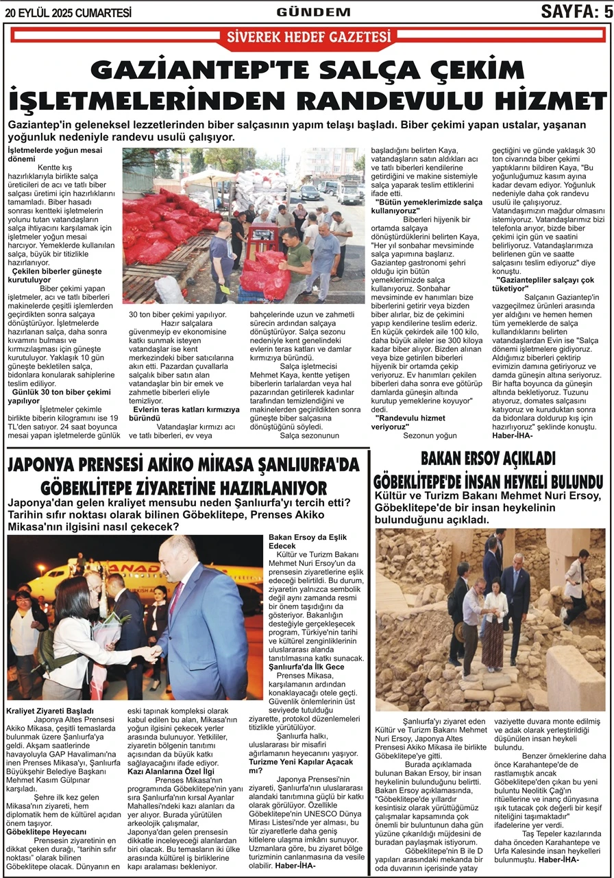 20.09.2025 Tarihli Gazetemiz