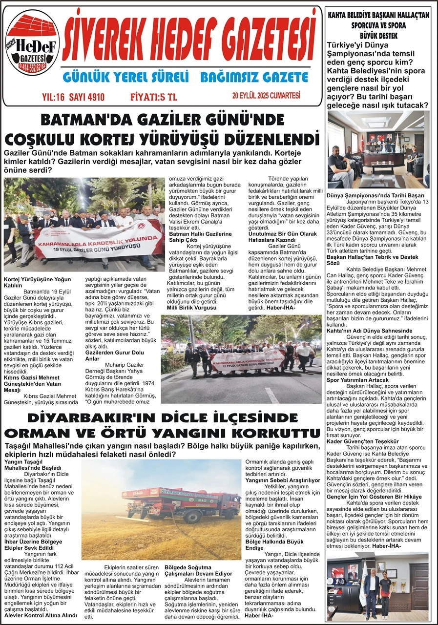 20.09.2025 Tarihli Gazetemiz