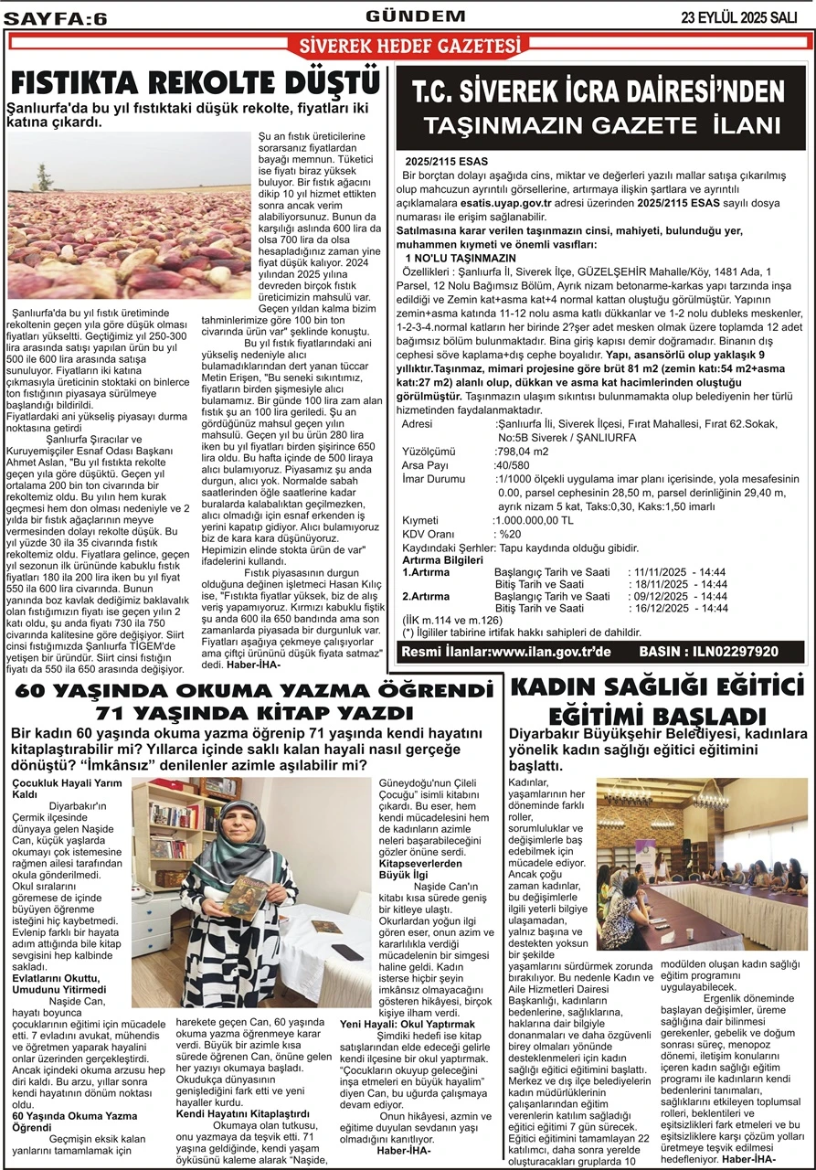 23.09.2025 Tarihli Gazetemiz