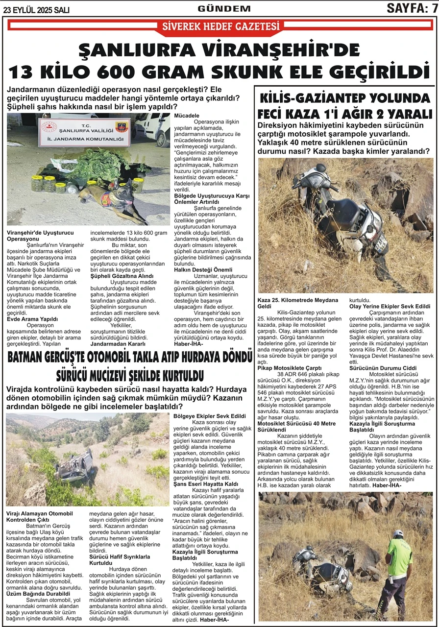 23.09.2025 Tarihli Gazetemiz
