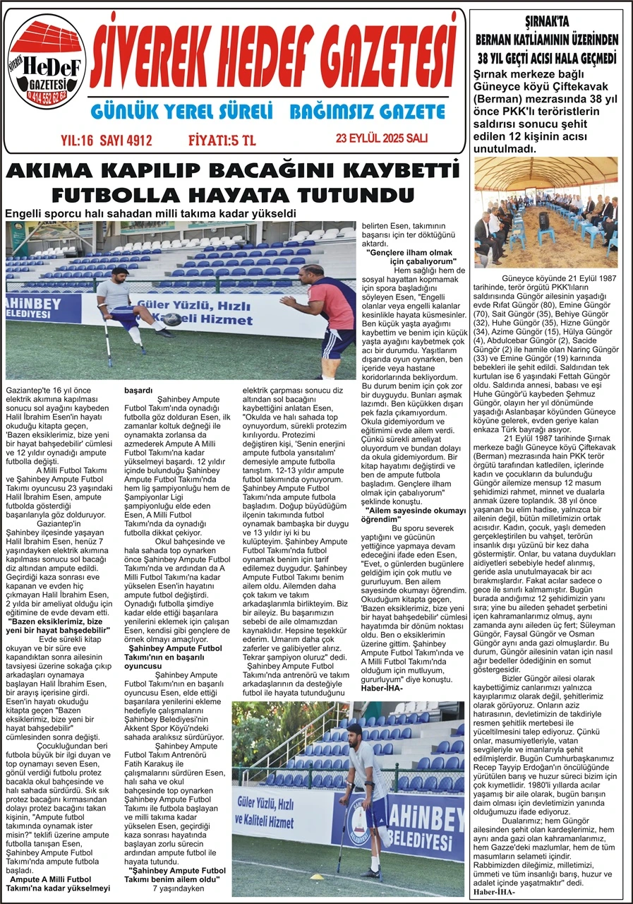 23.09.2025 Tarihli Gazetemiz