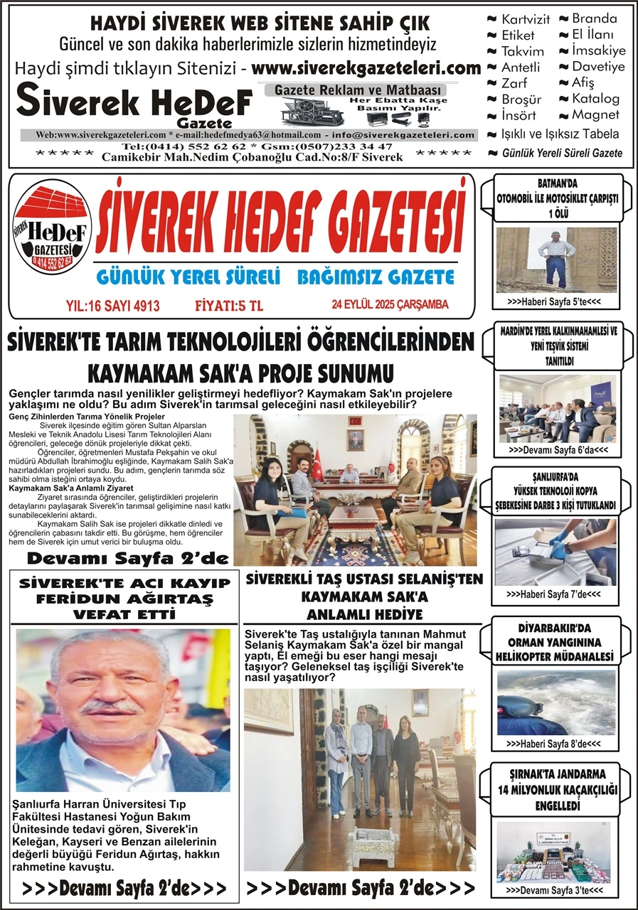 24.09.2025 Tarihli Gazetemiz