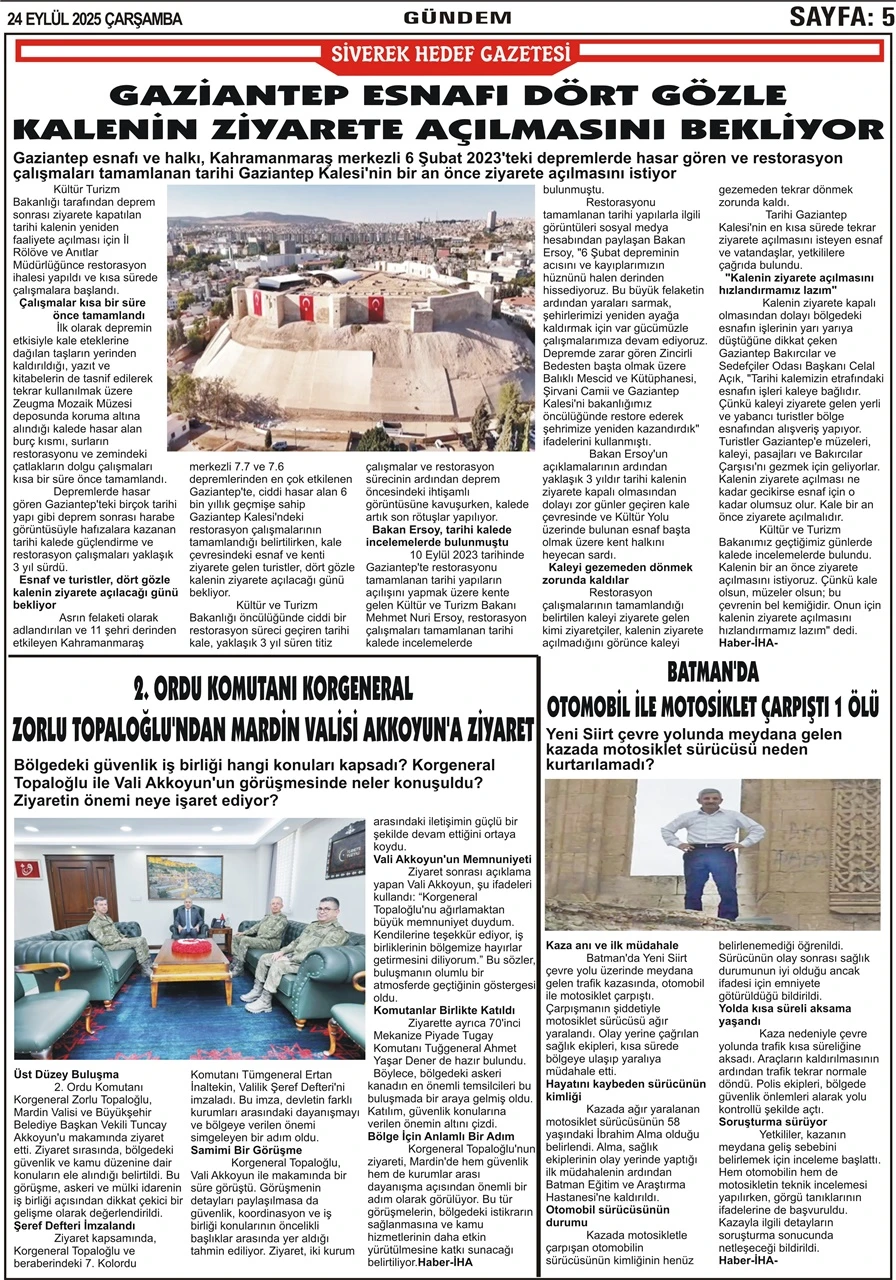 24.09.2025 Tarihli Gazetemiz