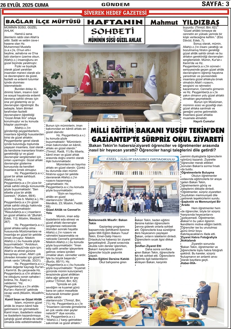 26.09.2025 Tarihli Gazetemiz