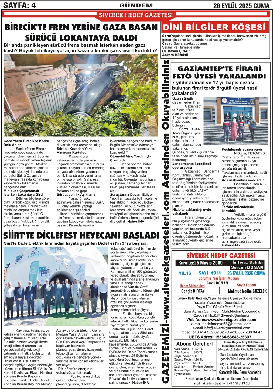 26.09.2025 Tarihli Gazetemiz