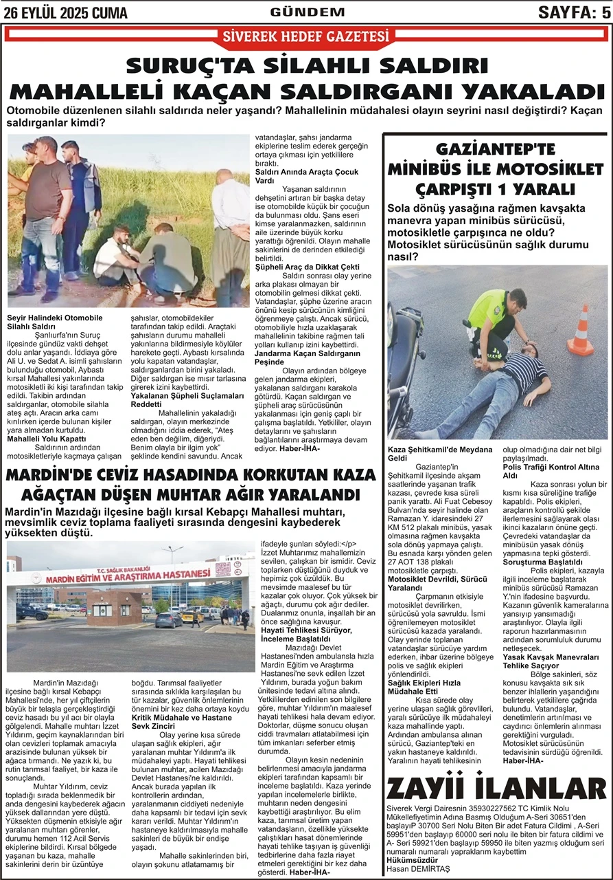 26.09.2025 Tarihli Gazetemiz