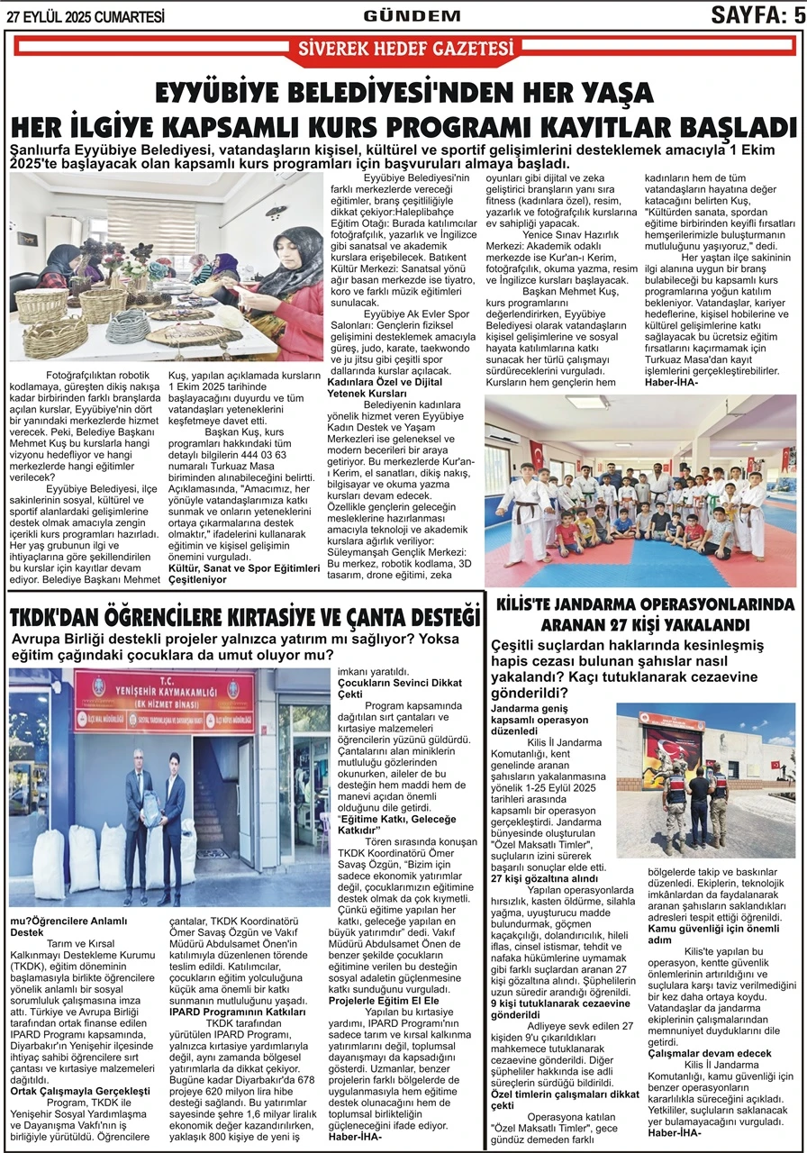 27.09.2025 Tarihli Gazetemiz