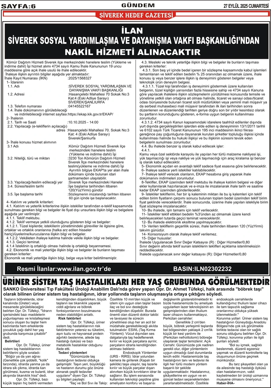 27.09.2025 Tarihli Gazetemiz