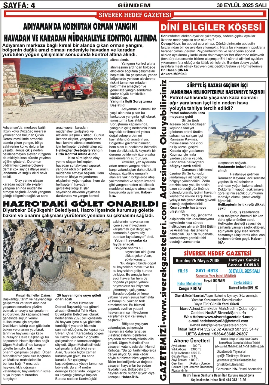 30.09.2025 Tarihli Gazetemiz