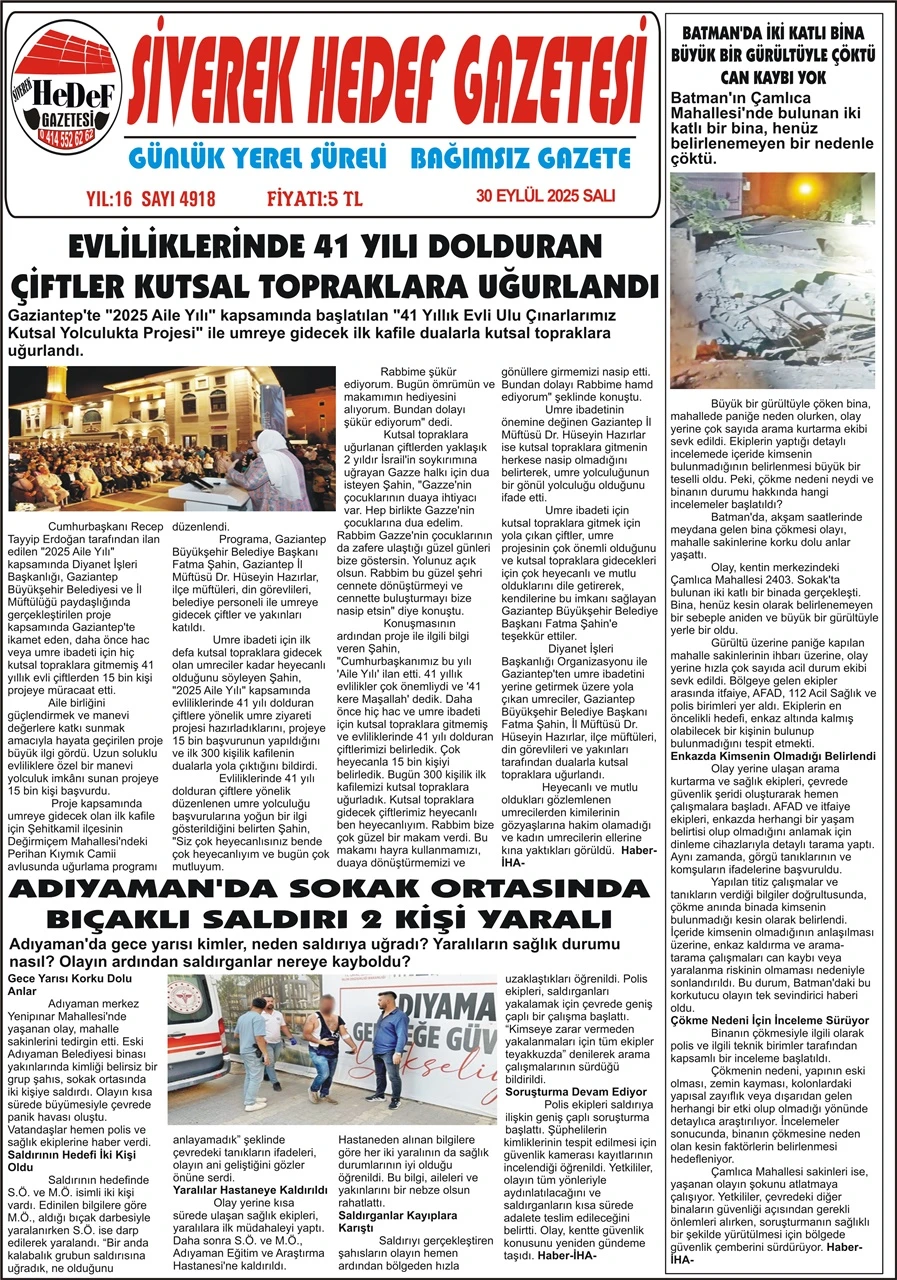30.09.2025 Tarihli Gazetemiz