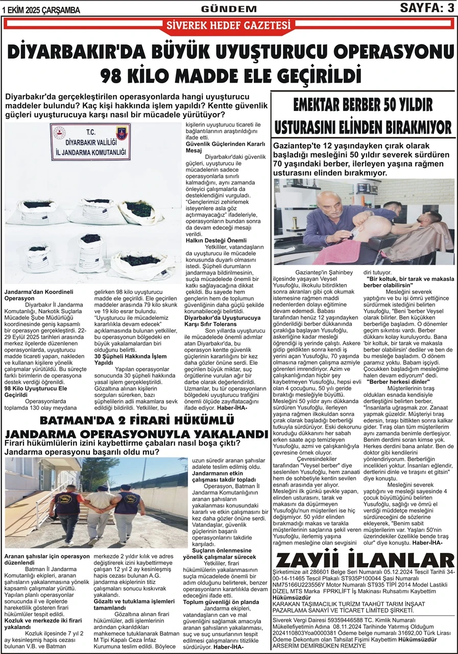 1.10.2025 Tarihli Gazetemiz