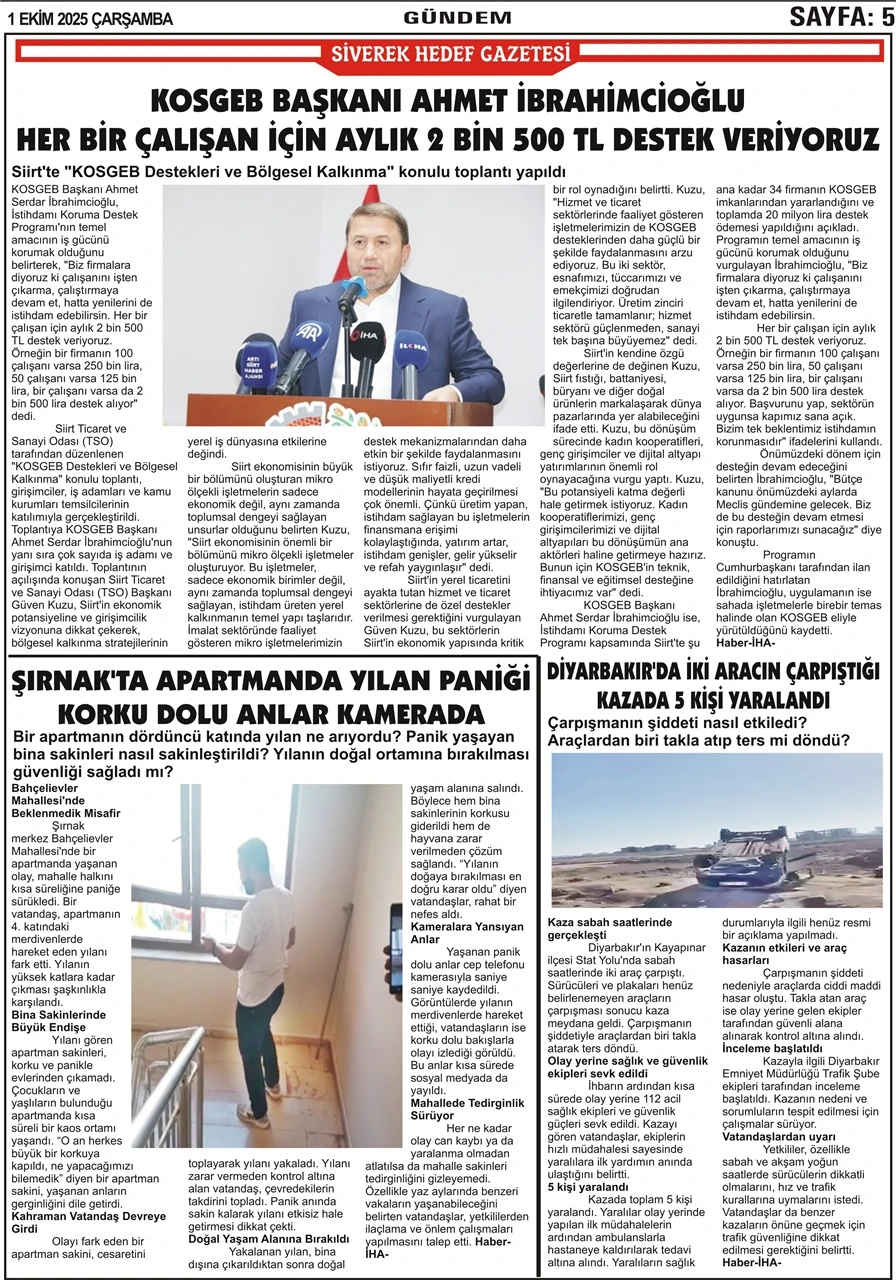 1.10.2025 Tarihli Gazetemiz