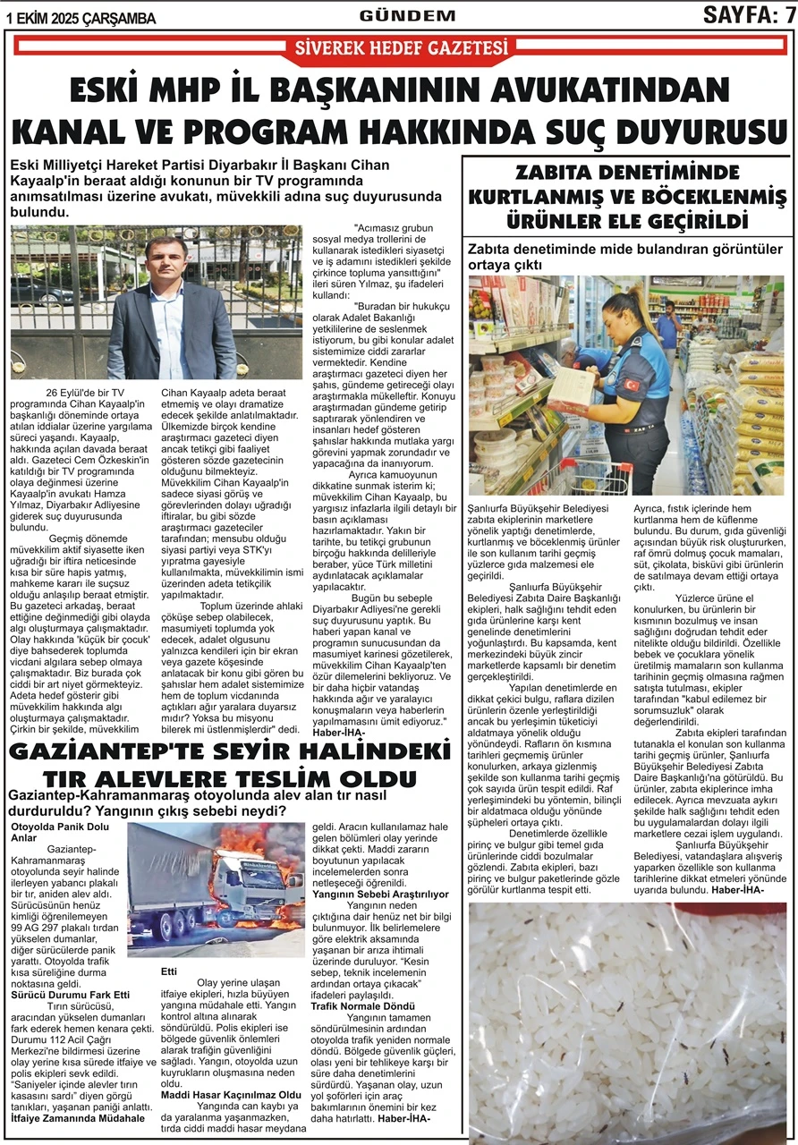 1.10.2025 Tarihli Gazetemiz