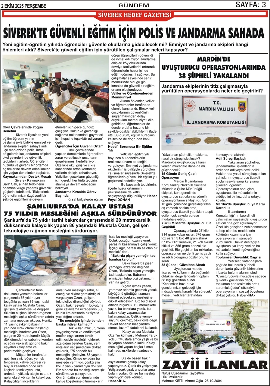 2.10.2025 Tarihli Gazetemiz