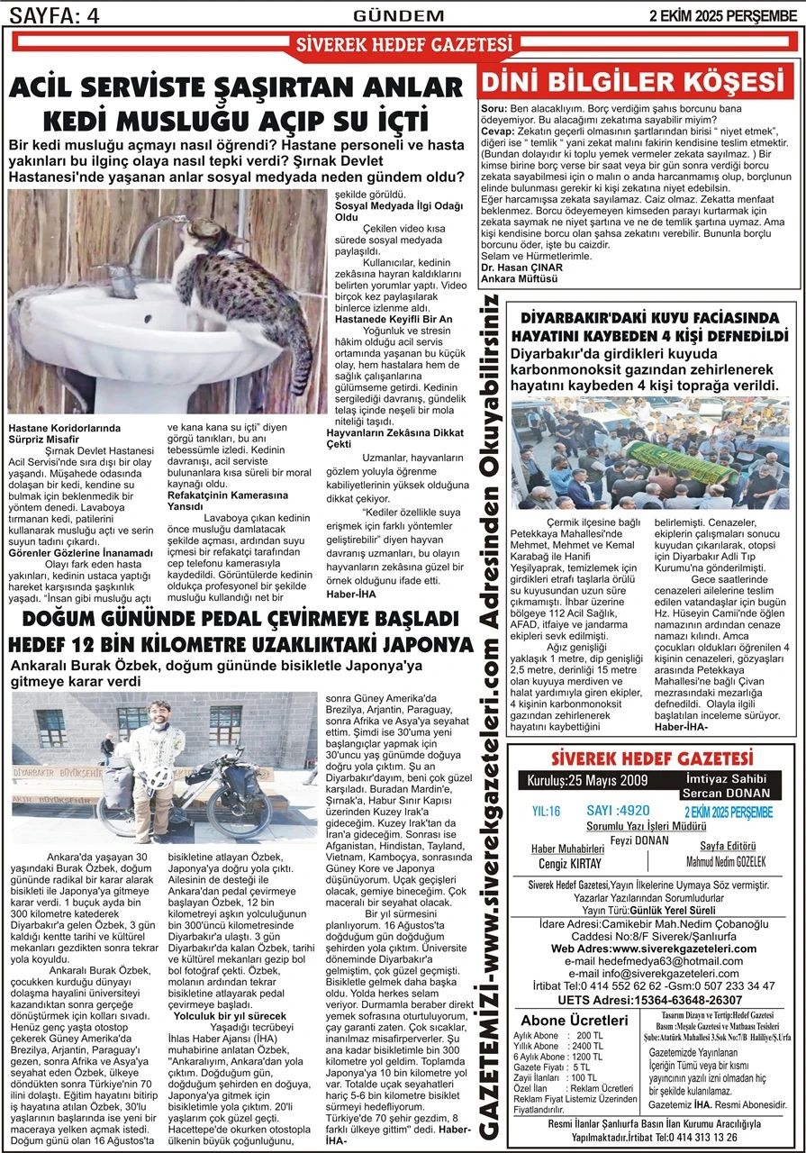 2.10.2025 Tarihli Gazetemiz