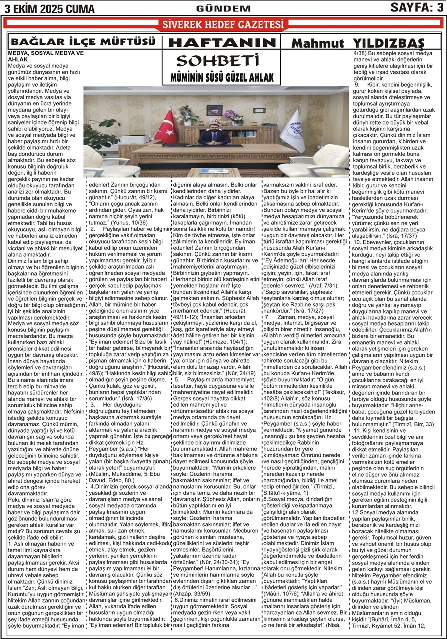 3.10.2025 Tarihli Gazetemiz