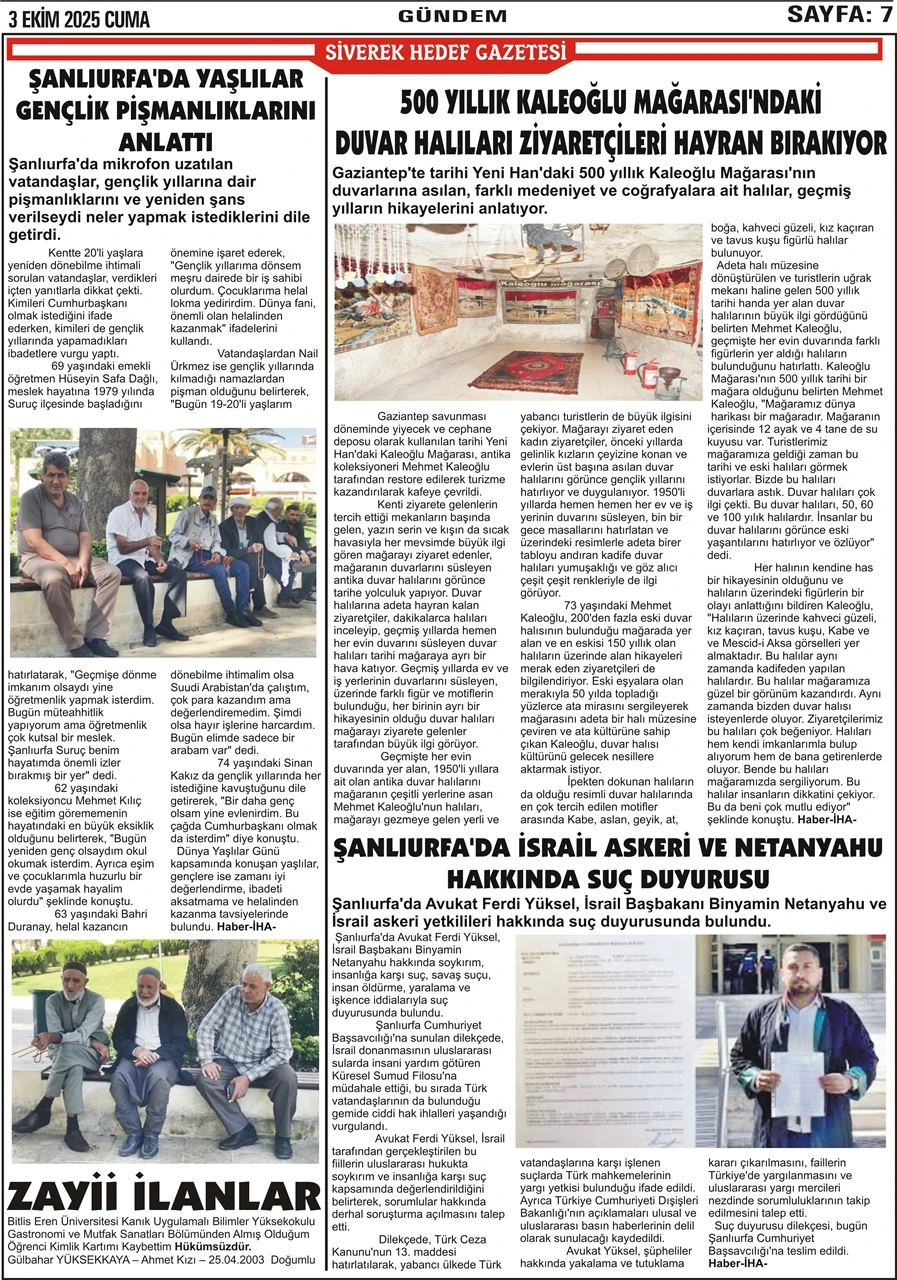 3.10.2025 Tarihli Gazetemiz