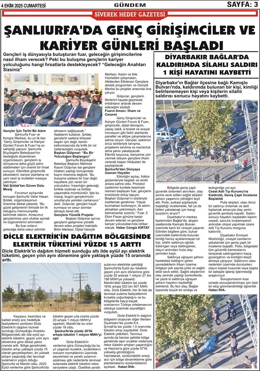 4.10.2025 Tarihli Gazetemiz