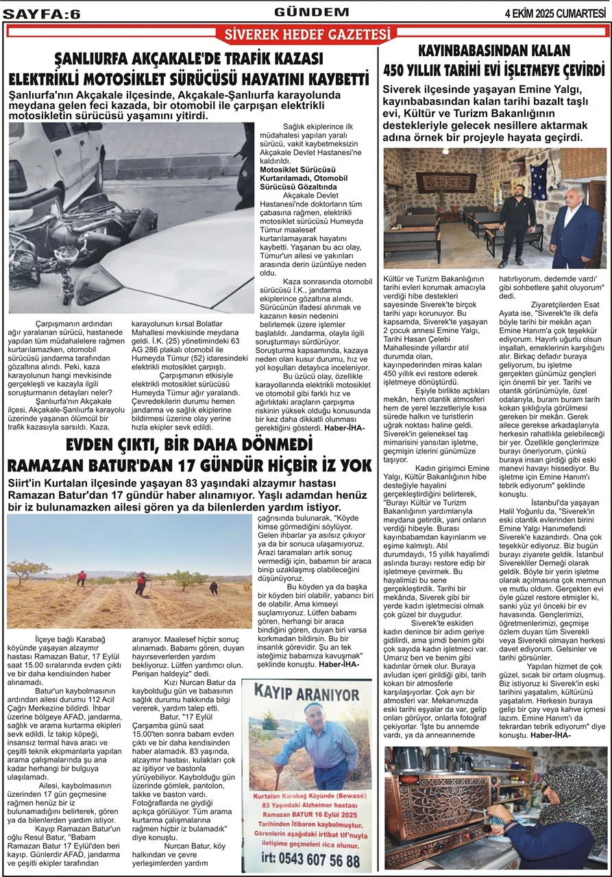 4.10.2025 Tarihli Gazetemiz