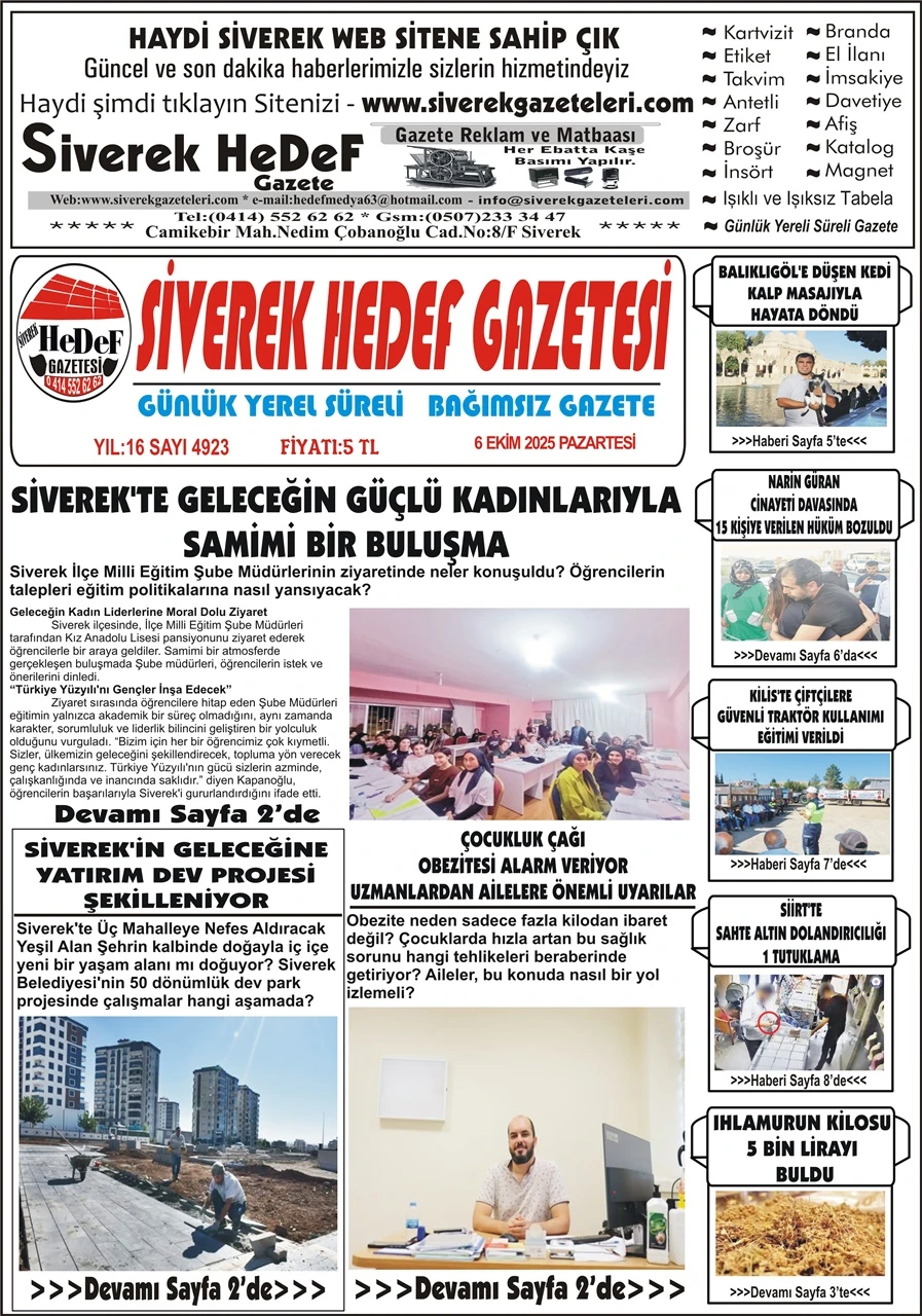 6.10.2025 Tarihli Gazetemiz