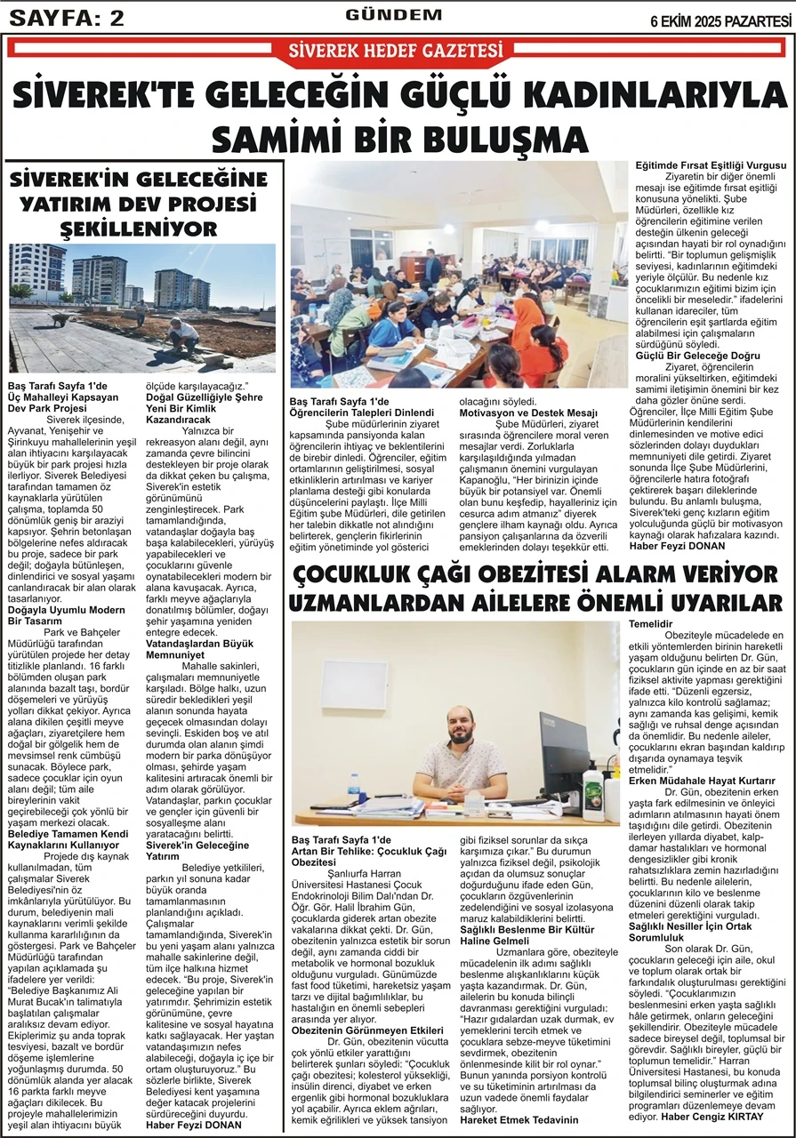 6.10.2025 Tarihli Gazetemiz