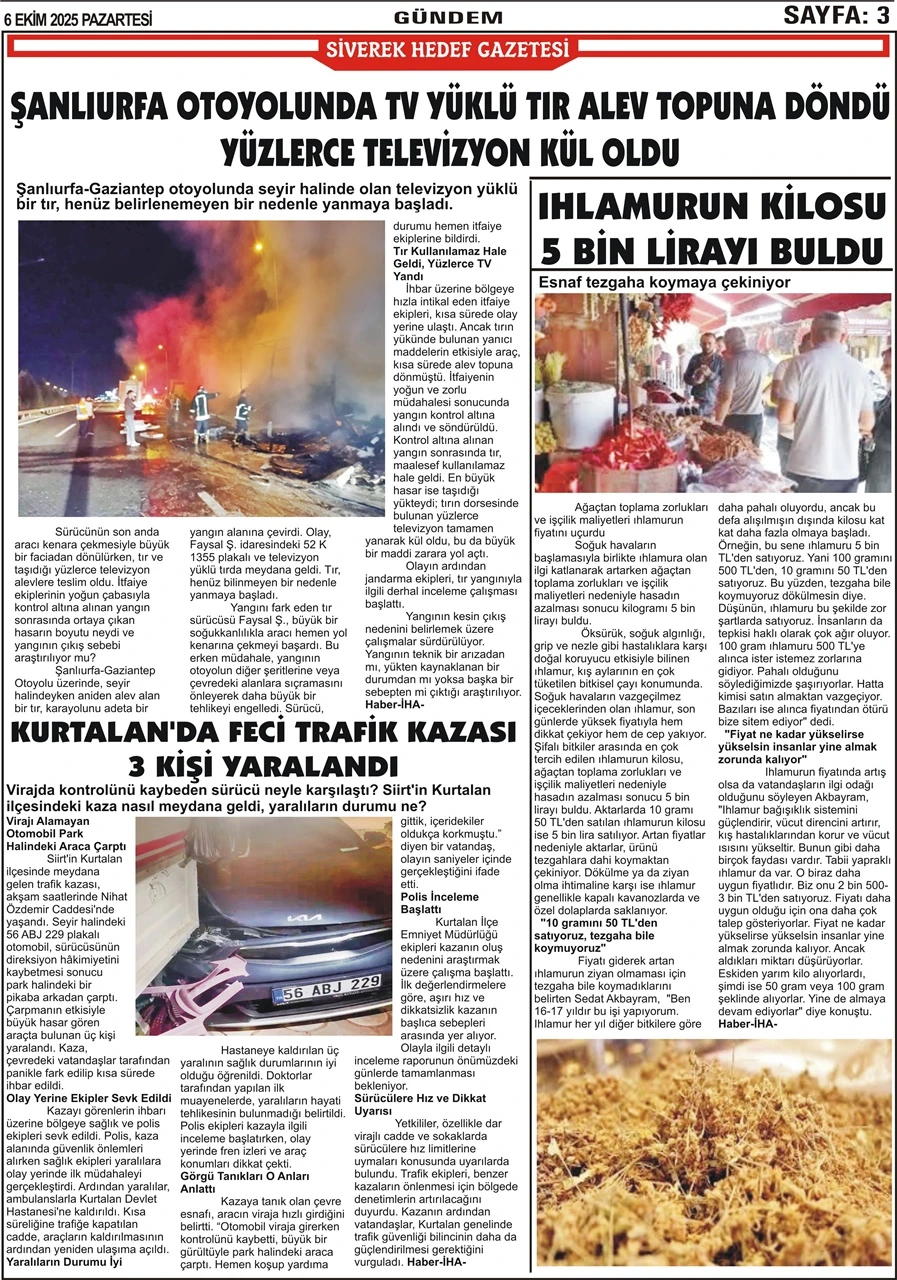 6.10.2025 Tarihli Gazetemiz