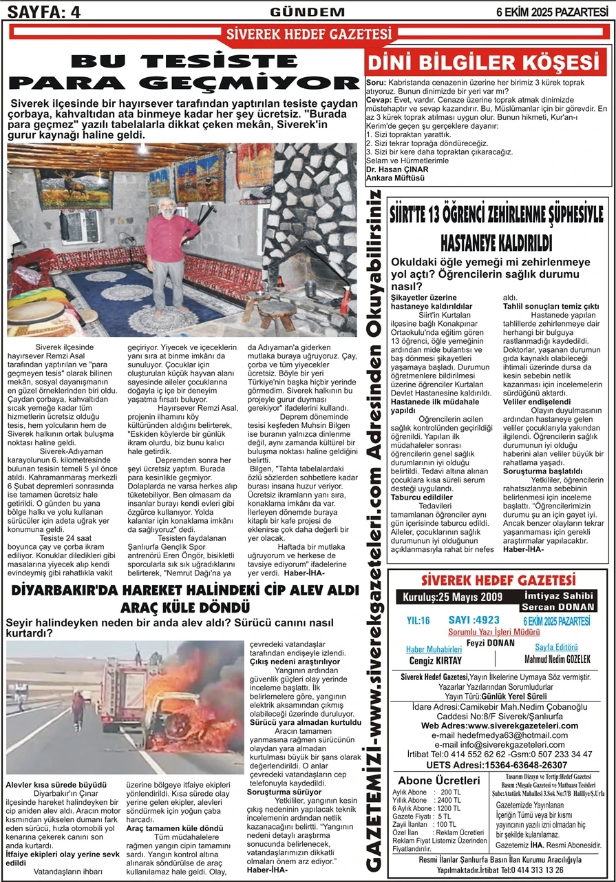 6.10.2025 Tarihli Gazetemiz