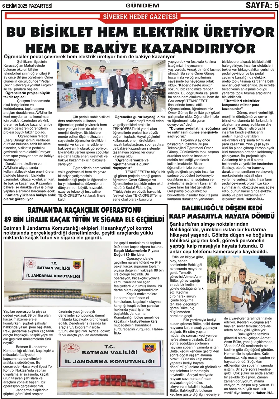 6.10.2025 Tarihli Gazetemiz