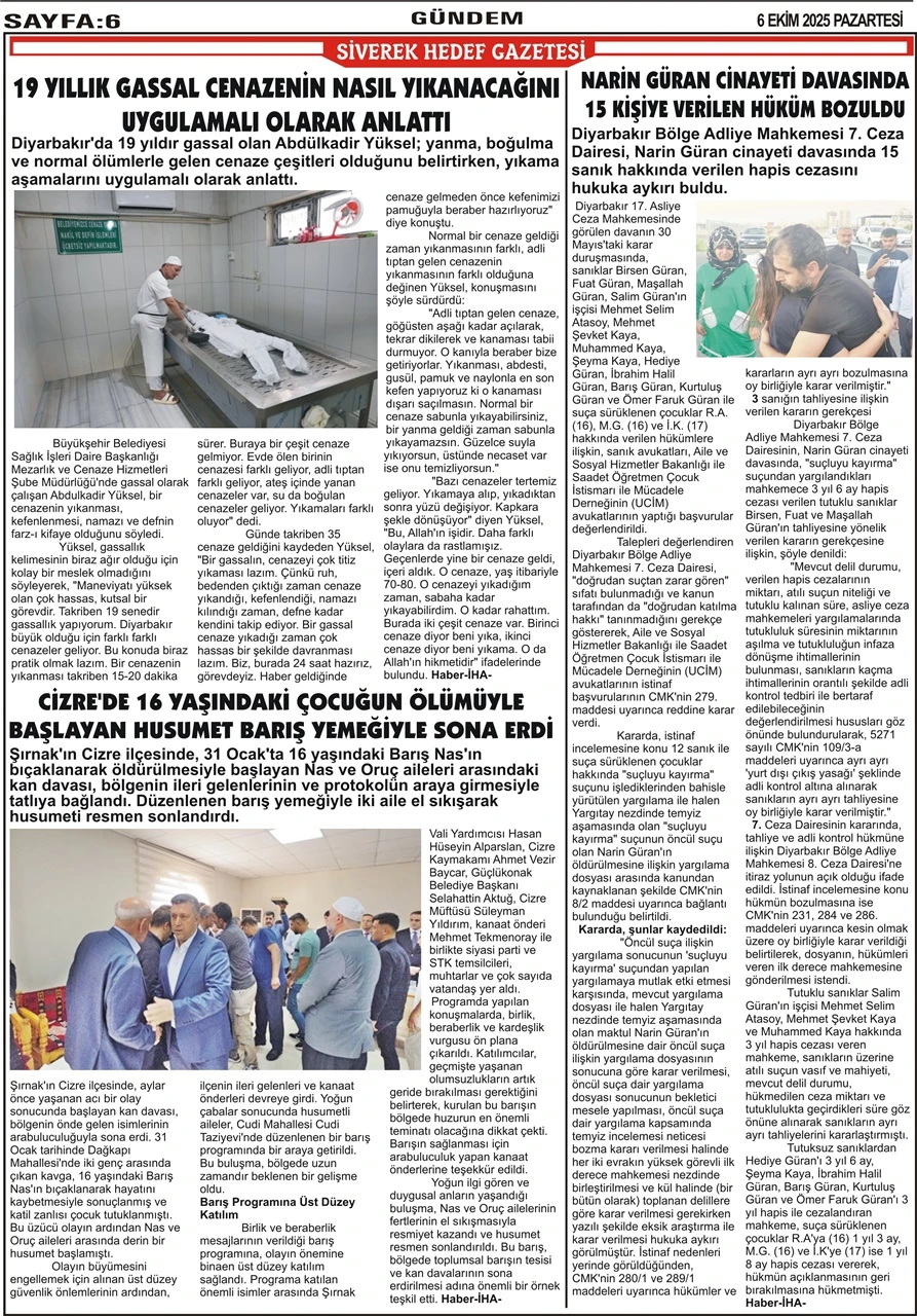 6.10.2025 Tarihli Gazetemiz