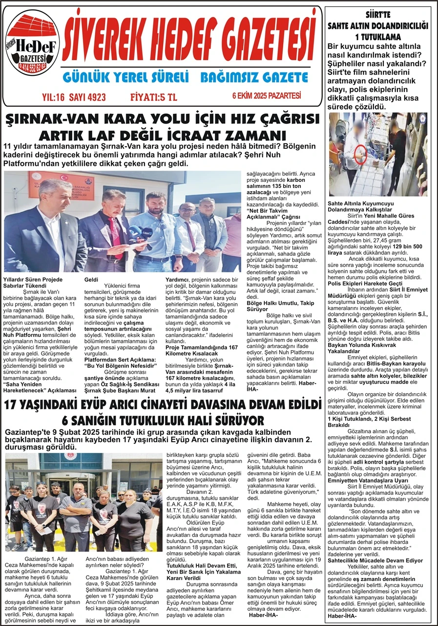6.10.2025 Tarihli Gazetemiz