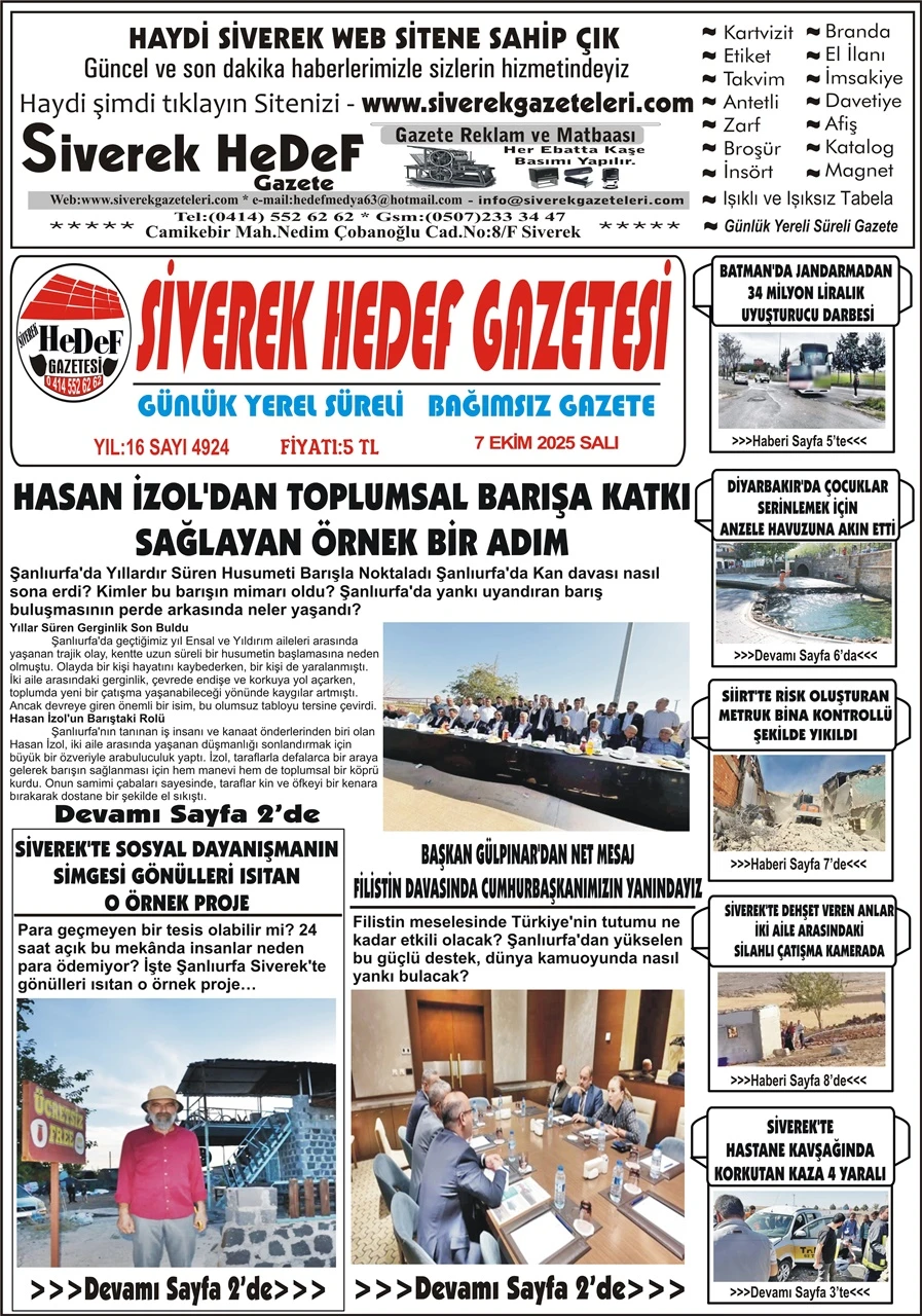 7.10.2025 Tarihli Gazetemiz