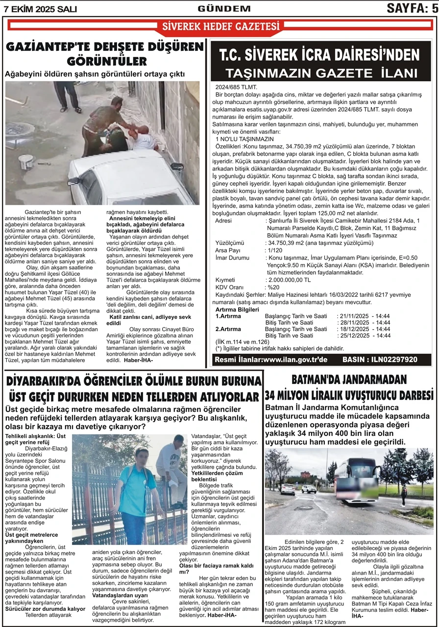 7.10.2025 Tarihli Gazetemiz