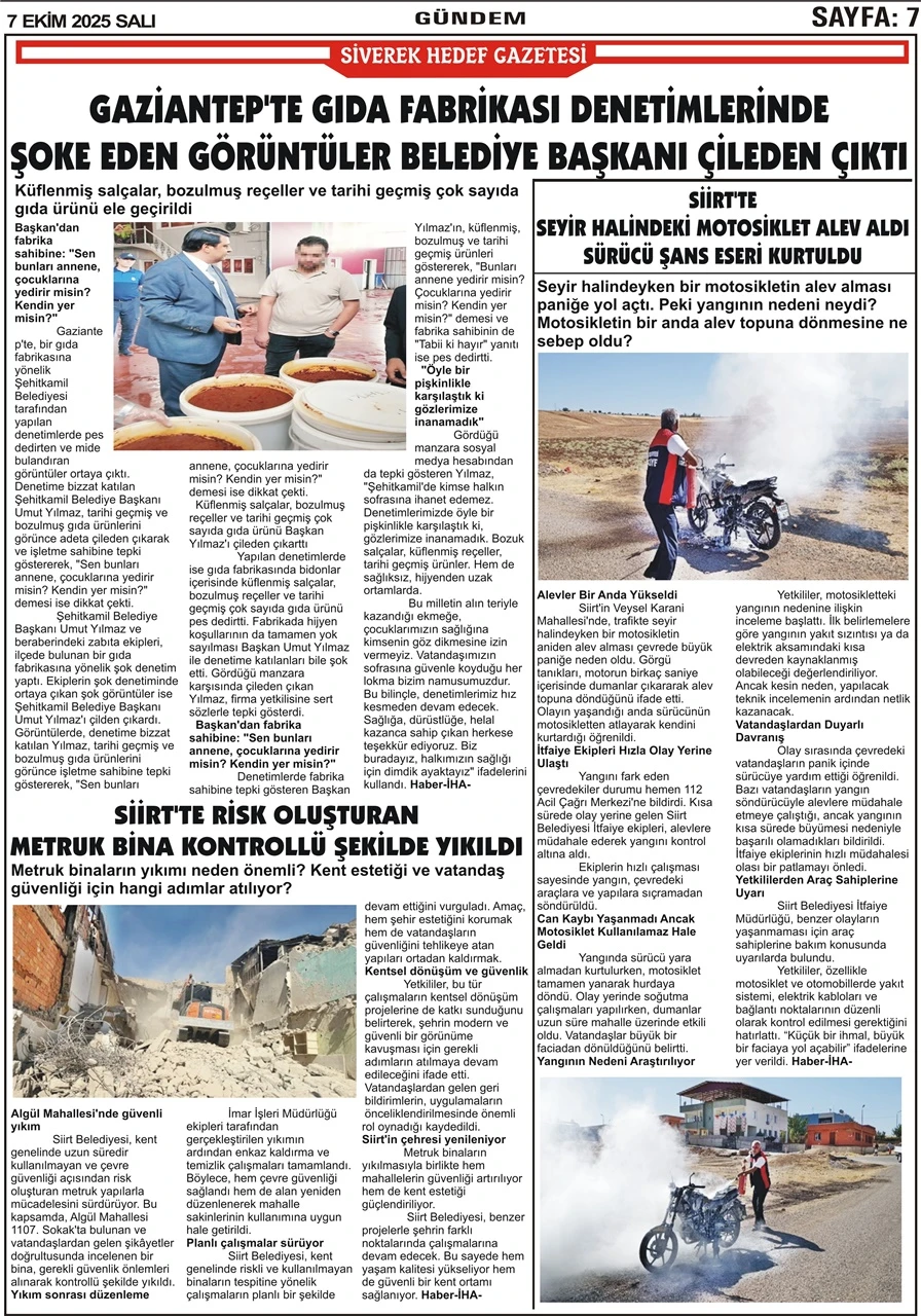 7.10.2025 Tarihli Gazetemiz