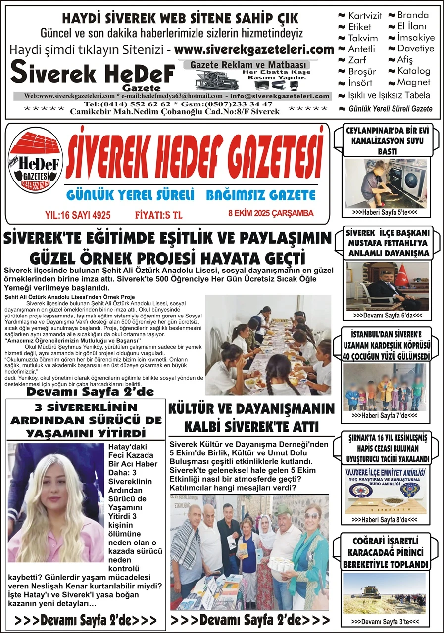 8.10.2025 Tarihli Gazetemiz