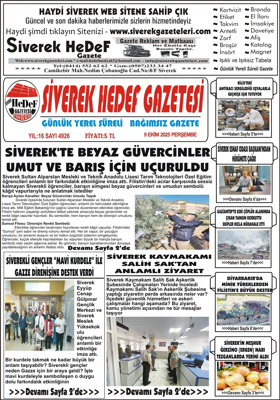 9.10.2025 Tarihli Gazetemiz
