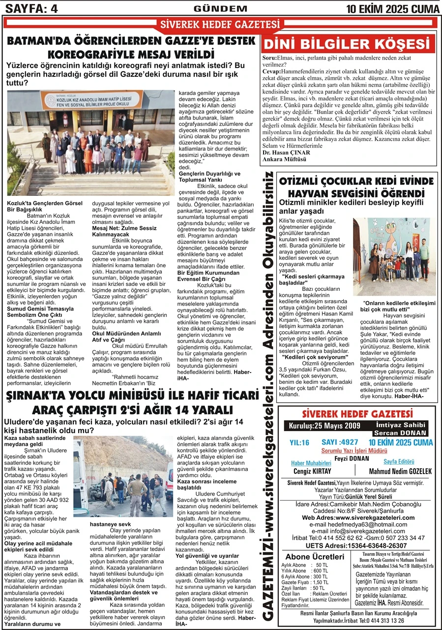 10.10.2025 Tarihli Gazetemiz